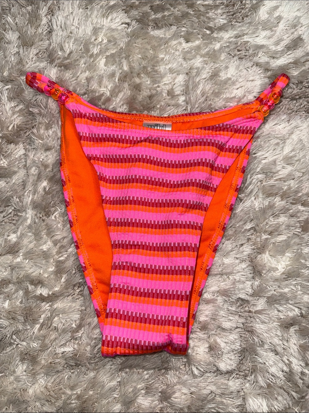 Wild Fable Pink & Orange Striped Beaded Bikini Bottom